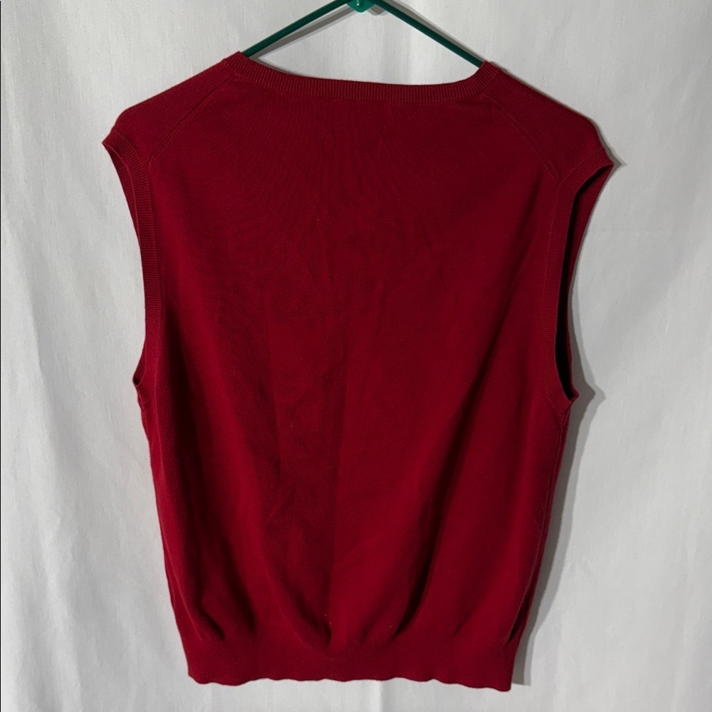 POLO by Ralph Lauren Red Pima Cotton Sweater Vest V-Neck Knit Pullover - Large - Picture 3 of 8